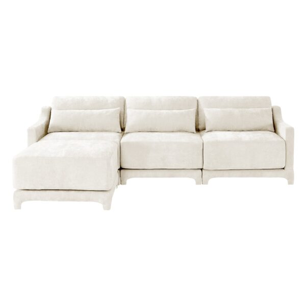 High-Resilience Foam Chenille Sectional Sofa with Ottomans - Image 19