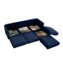 Elegant L-Shaped Blue Chenille 3-Seater Sofa with Storage and Ottoman
