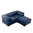 Stylish Blue Chenille Loveseat Sofa with Ottoman Storage Seat