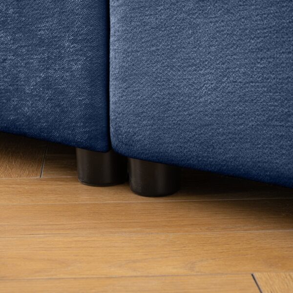 Elegant L-Shaped Blue Chenille 3-Seater Sofa with Storage and Ottoman - Image 6