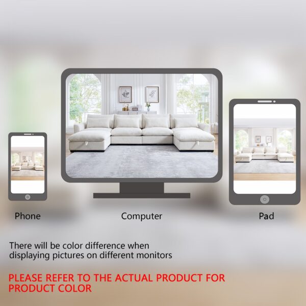 Corduroy Sectional Sofa with Storage Ottoman - Image 13