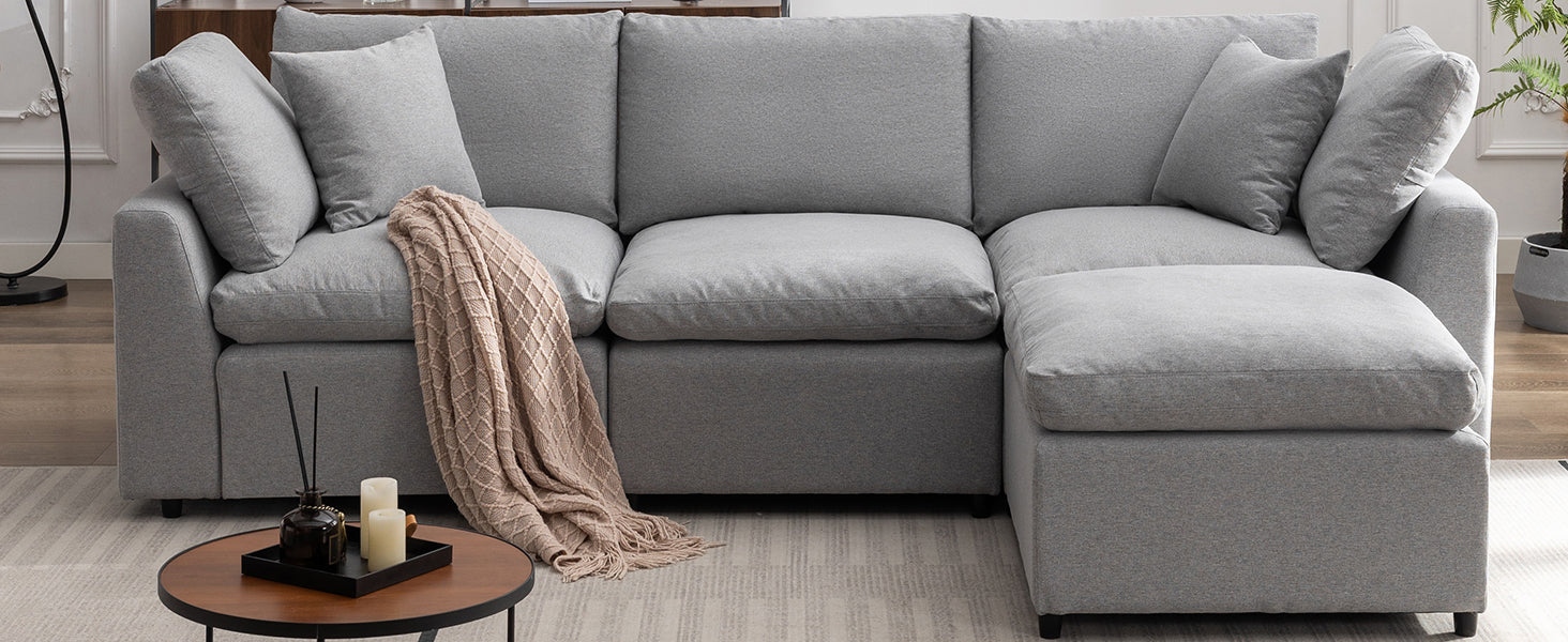 Down Filled Convertible Sectional Sofa with Reversible Chaise - Image 9