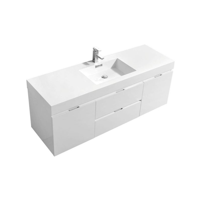 Bliss 60 Single Sink Wall Mount Modern Bathroom Vanity
