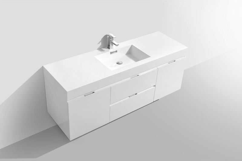 Bliss 60 Single Sink Wall Mount Modern Bathroom Vanity - Image 3