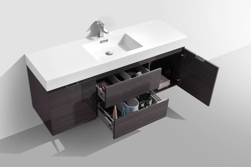 Bliss 60 Single Sink Wall Mount Modern Bathroom Vanity - Image 41