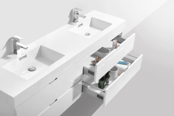 Bliss 80 Double Sink Wall Mount Modern Bathroom Vanity - Image 2