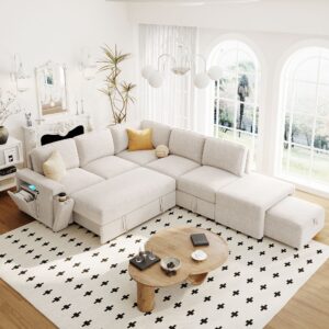 L-Shaped Modular Sectional Sofa with Storage and USB Ports