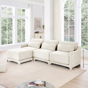 High-Resilience Foam Chenille Sectional Sofa with Ottomans