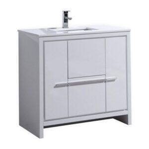 Dolce 36″ Modern Bathroom Vanity with White Quartz Counter-Top