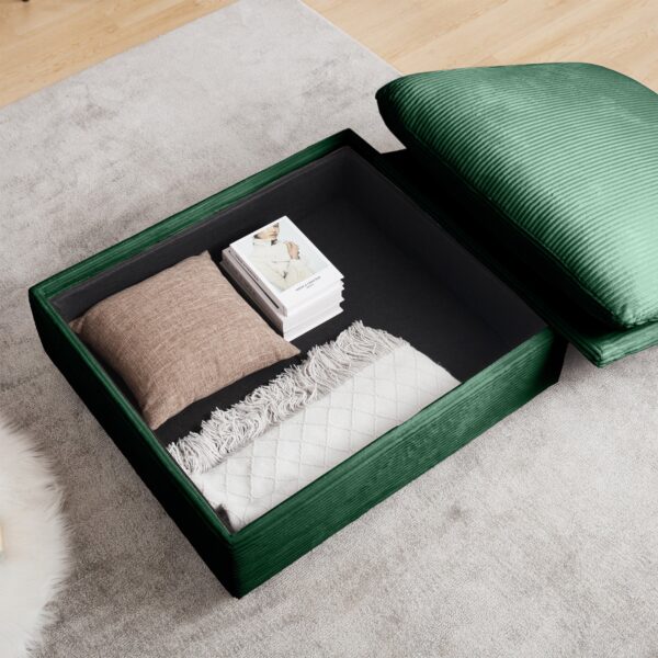 Corduroy Sectional Sofa with Storage Ottoman - Image 11