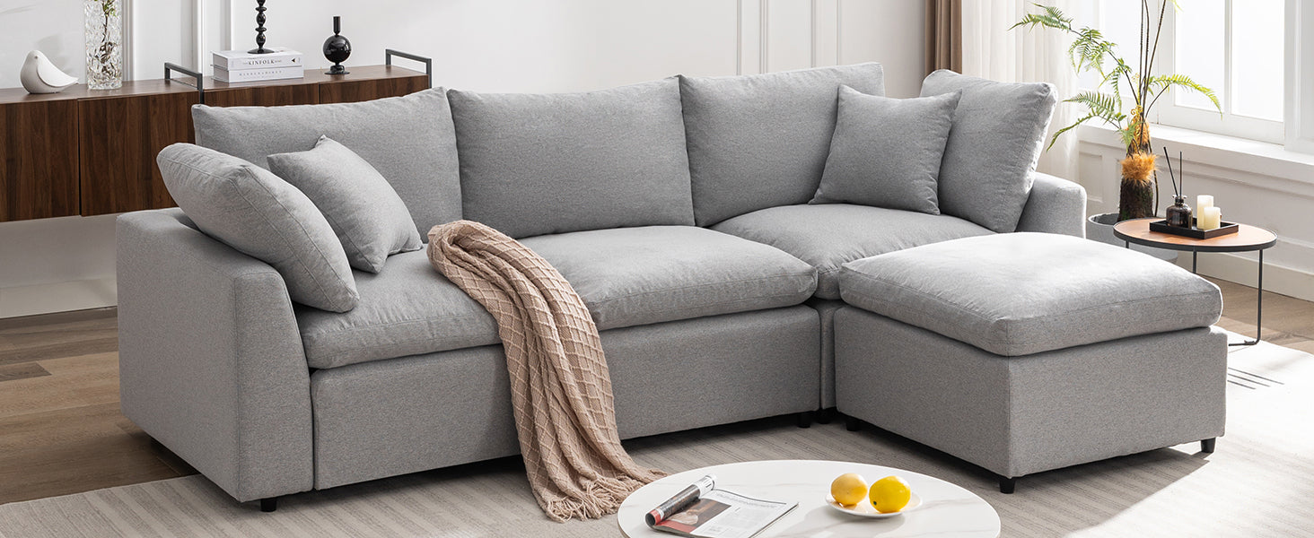 Down Filled Convertible Sectional Sofa with Reversible Chaise - Image 8